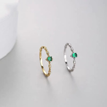 祖母绿宝石戒指设计感高级时尚个性复古冷淡风食指环