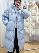 2023年冬季新款韩版时尚休闲宽松羽绒服女张贝贝中长连帽白鸭绒外