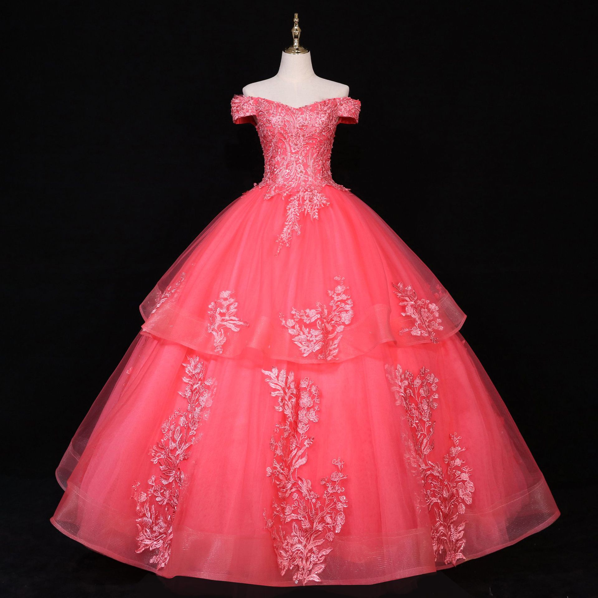 外贸货源 蓬蓬裙供应 欧美晚宴会舞台演出艺考主持人婚纱礼服批发