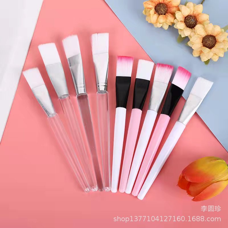 厂家直销高档粉红杆彩毛软毛面膜刷 化妆刷 美容工具毛刷 批发