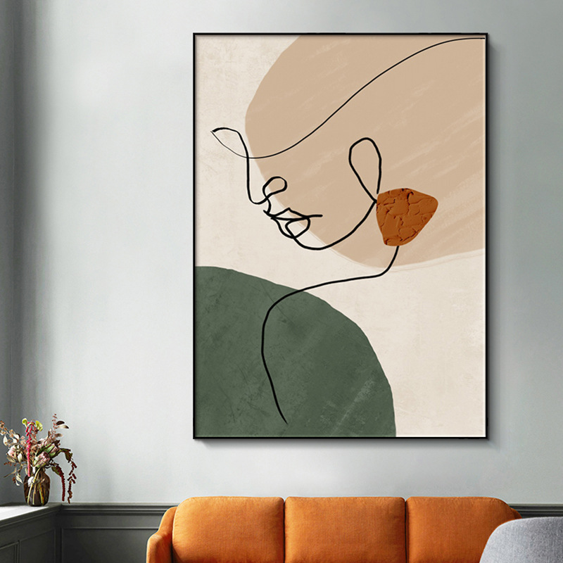 客厅挂画ins风莫兰迪现代简约沙发背景墙装饰画轻奢高级感落地画