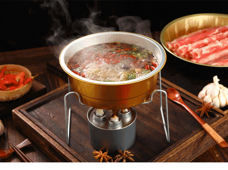 可加热外卖火锅一次性打包盒圆形铝箔餐盒简易铁线烤鱼支架定做