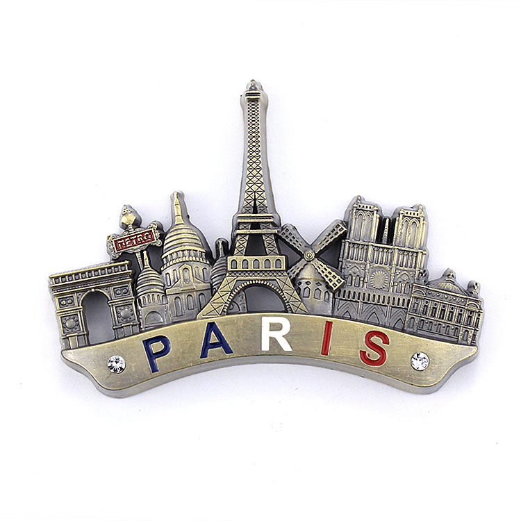 France Paris Metal Refrigerator Stickers Tourist Souvenir Zinc Alloy Fridge Magnet Customized Gift