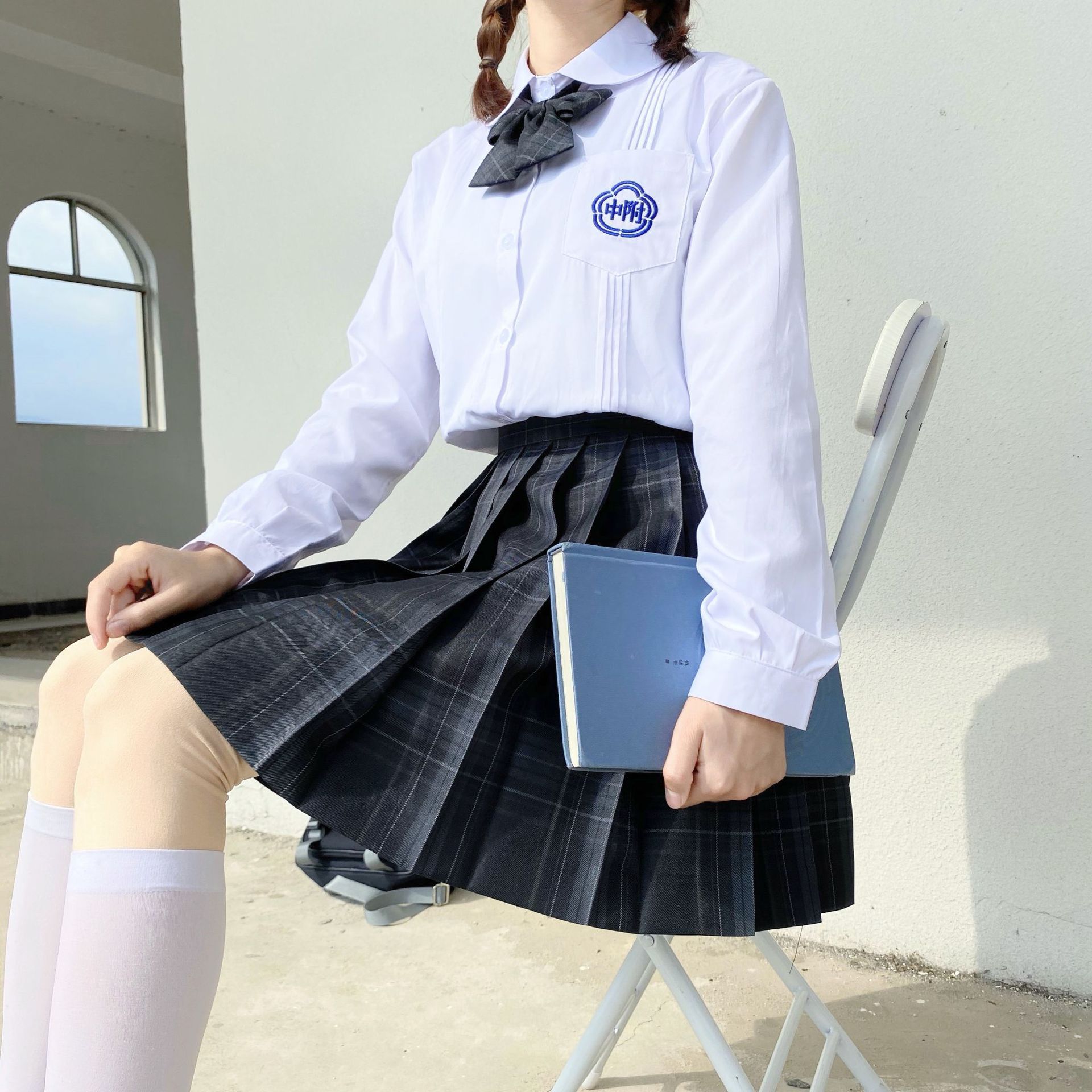 台湾校服套装附中学生jk制服白衬衫风琴褶高中学院风毕业班服夏季