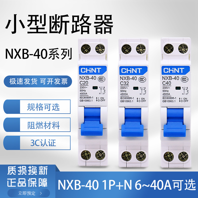 正泰昆仑NXB-40 1P+N10-40A双进双出DZ267升级空气开关小型断路器