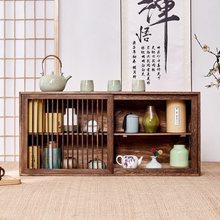日式实木简约桌面小餐边柜防尘玻璃碗柜餐桌厨房调料柜储物收纳柜