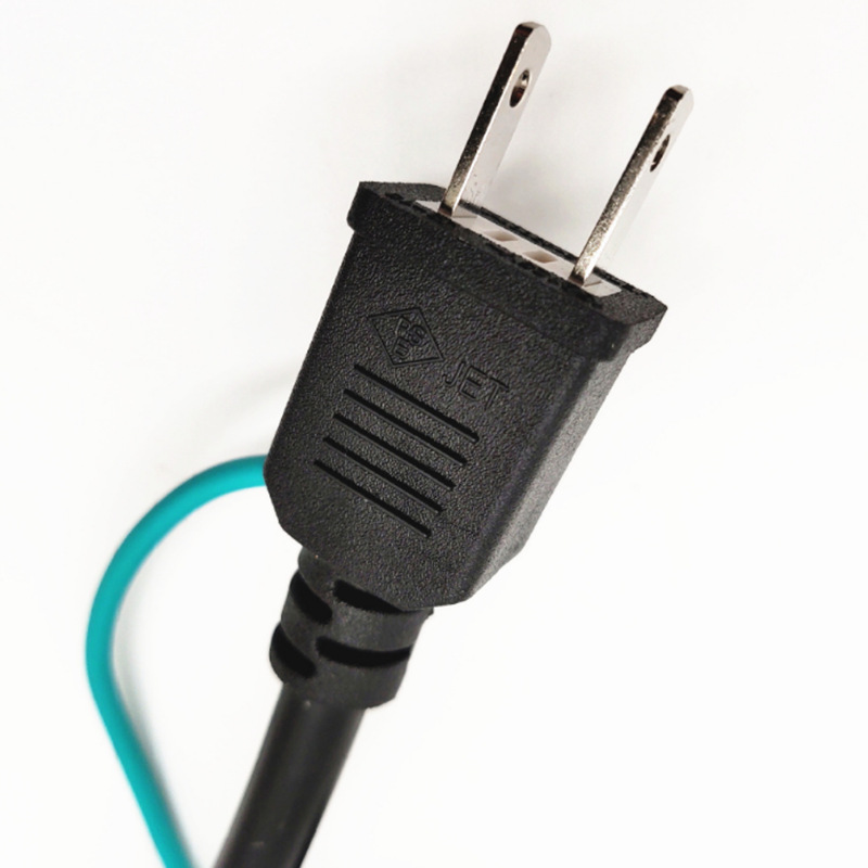 日本二插三芯电源线pse日本插头带鱼夹电源线日规u型端子接地线