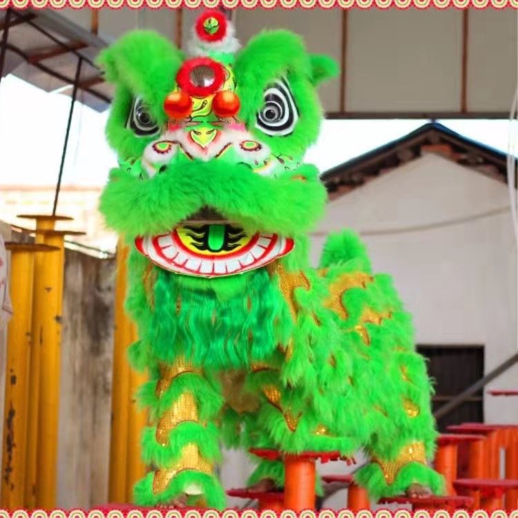 新品全套澳洲全羊毛舞龙舞狮锣鼓道具醒狮狮头羊毛狮子南狮佛山狮