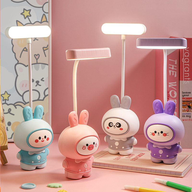 cartoon usb rechargeable desk lamp with pencil sharpener eye protection learning small night lamp children student activity small gift wholesale