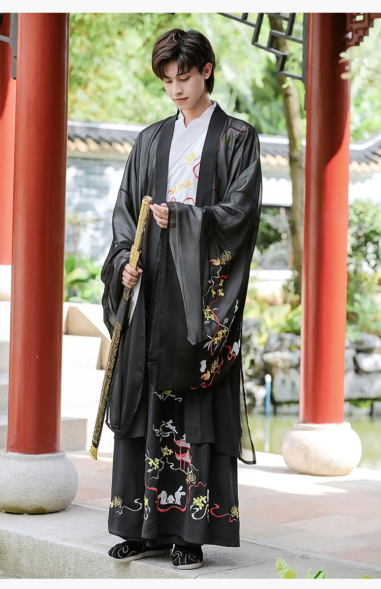 【桂月兔】汉服男装刺绣帅气公子中国风学生班服团服表演套装