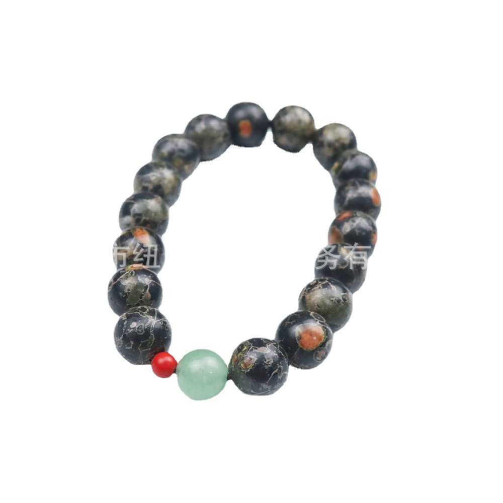 批发梅花玉玉手串特色安山玉手链1cm 单珠素圈串岫玉配珠玉首饰