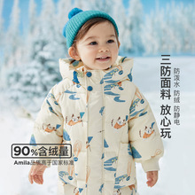 童贝童装2022冬季新款女童羽绒服白鸭绒卡通三防保暖带帽韩版外套