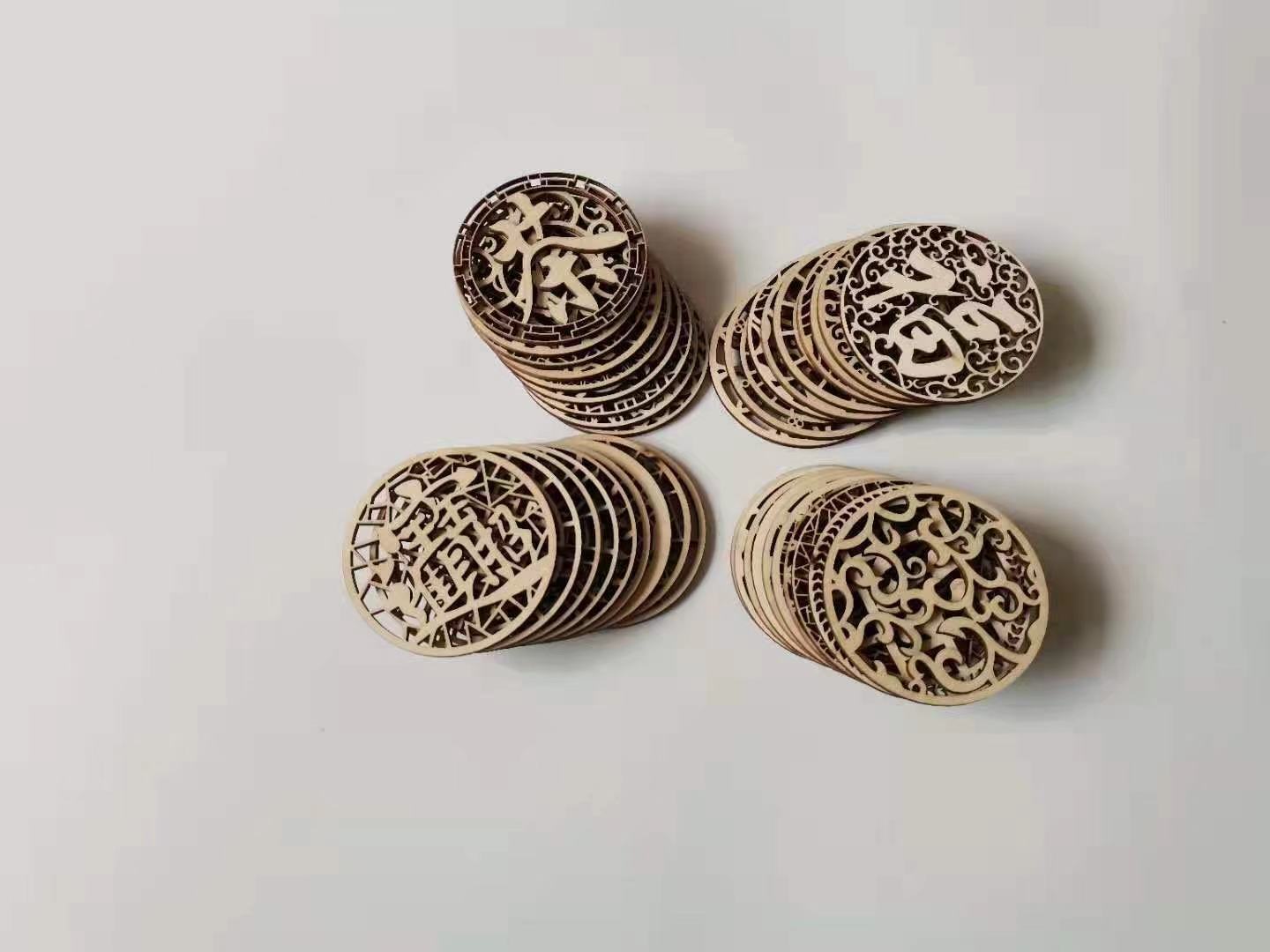 diy木质镂空祝福文字挂牌吉祥文字雕刻木片装饰挂件厂家供应批发