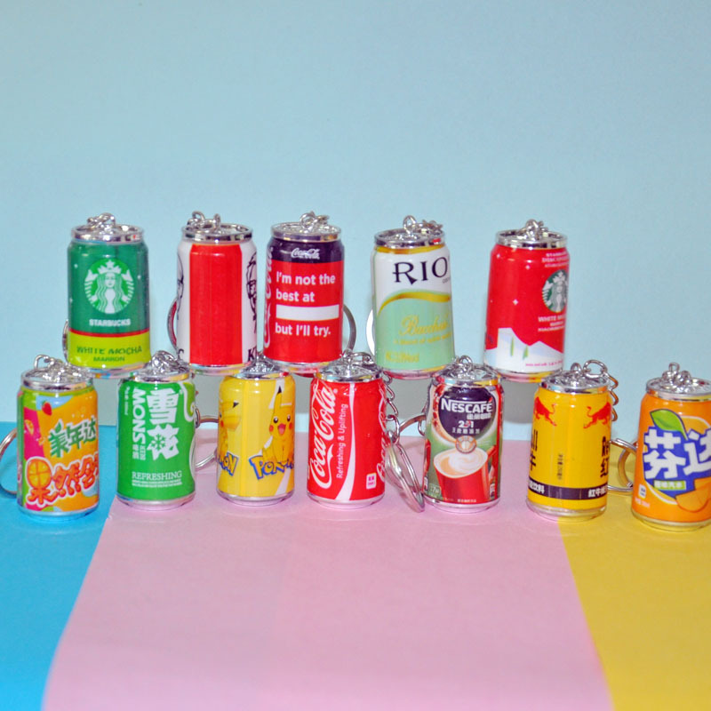 仿真迷你易拉罐可乐瓶食玩钥匙扣饰品创意微缩饮料瓶学生书包吊饰