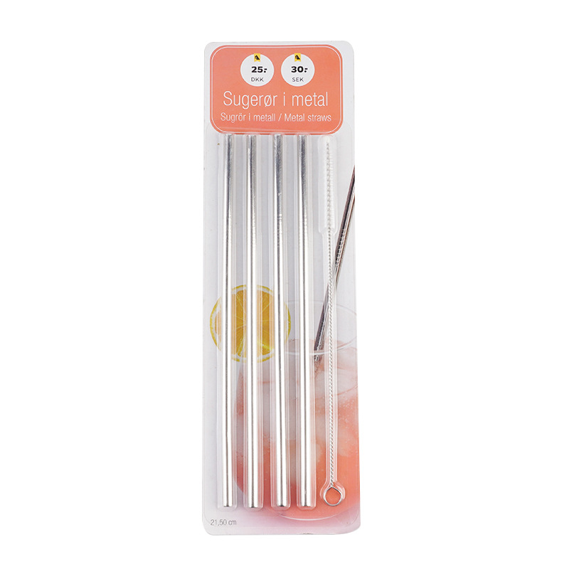 Cross-Border New Arrival Stainless Steel Straw 304 Stainless Steel Straw Drink Milk Tea Straw Non-Disposable