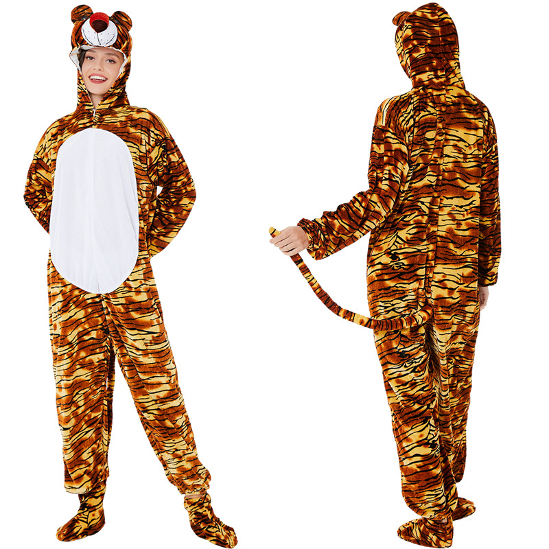 万圣节服装 成人老虎舞台演出服 动物连体服装 情侣家居服-阿里巴巴