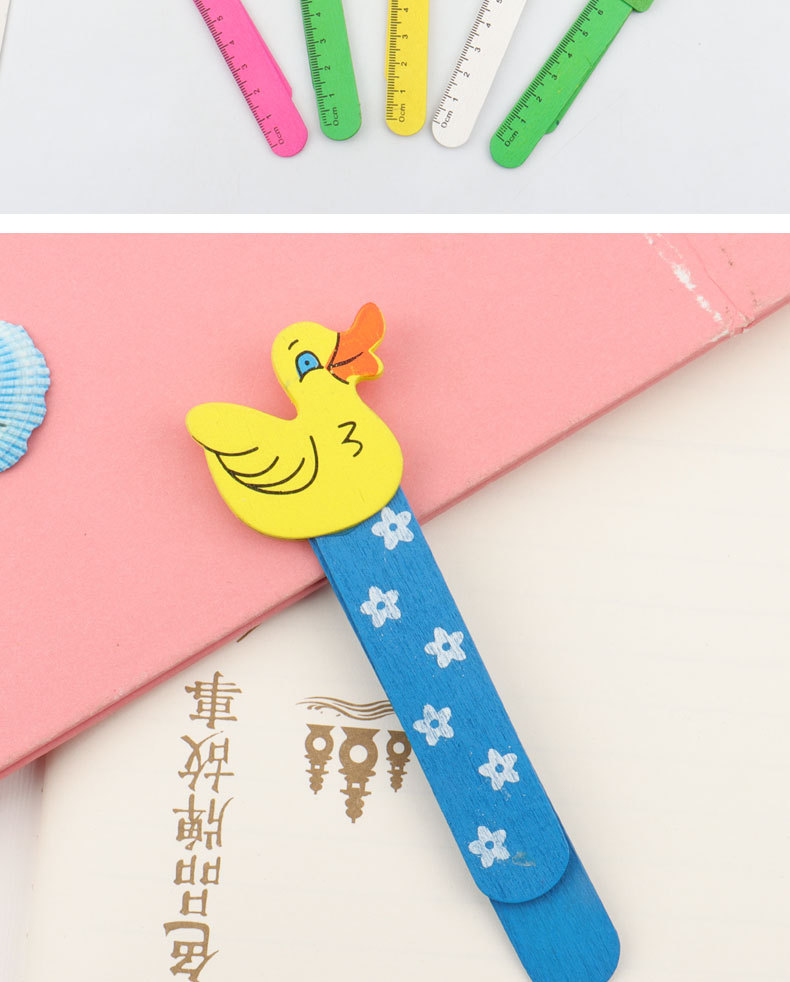 可爱卡通木质书签 创意礼品带刻度尺子木制书签 儿童学生文具奖品