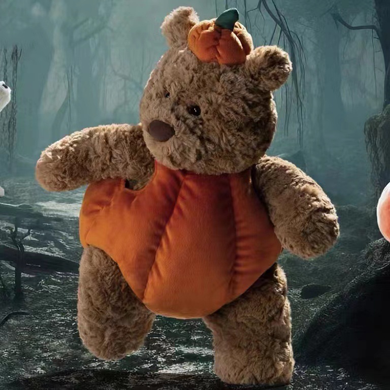 New Halloween Barcelona Bear Pumpkin Stuffed Plush Toy Small Pumpkin Teddy Bear Doll BEBEAR Birthday Gift