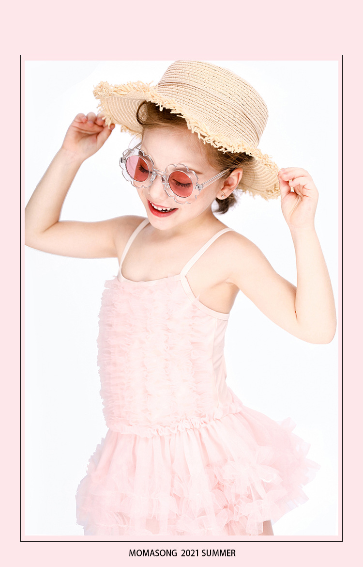 新款儿童泳衣女孩连体泳装公主网纱蓬蓬裙女童宝宝游泳衣走秀服