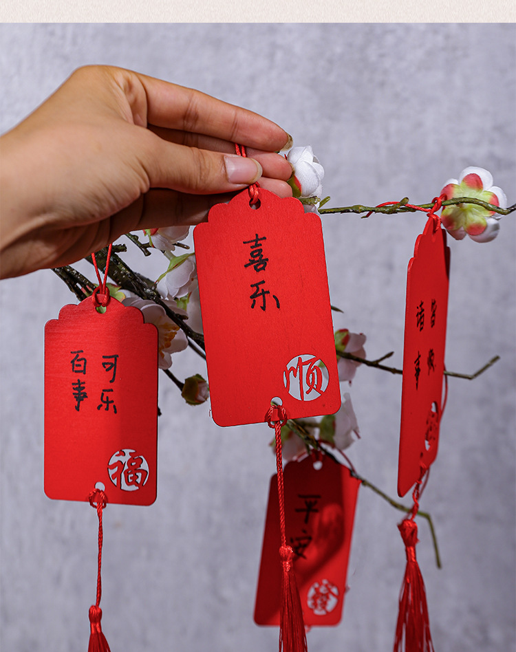 祈福牌木质心愿牌许愿牌装饰挂牌小标签服装吊牌铭牌可印logo手写