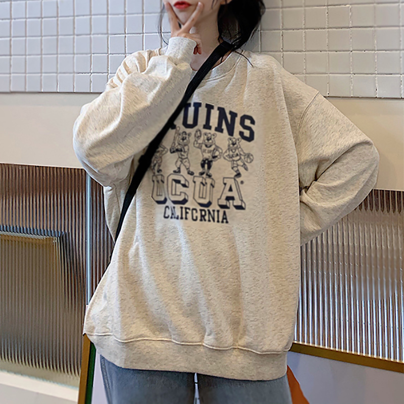 薄款长袖卫衣女2021秋季新款韩版女装学生情侣宽松套头字母印花潮
