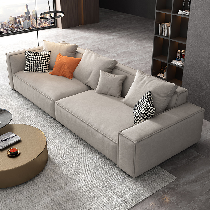 意式极简豆腐块免洗亲肤磨砂布布艺小户型客厅新款直排沙发多人