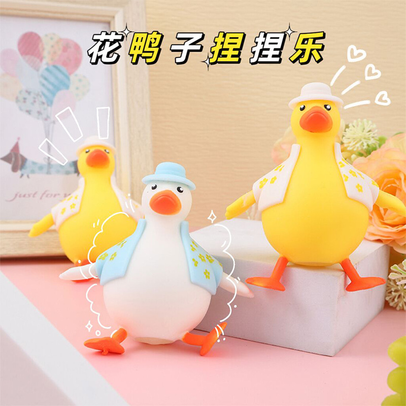 Creative Dress-up Rush Duck Squeezing Toy Slow Rebound Decompression Artifact Vent Duck Squeeze Children's Toy in Stock Wholesale