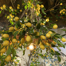 柠檬果枝家居装饰泡沫果 人造柠檬拍照道具摆件 水果批发