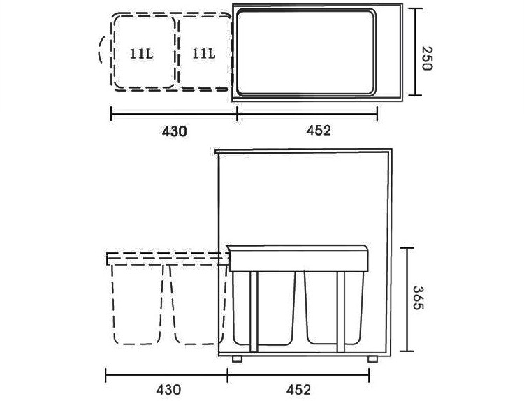 厨房分类垃圾桶 抽拉式橱柜水槽柜垃圾桶 方形柜内柜门隐藏垃圾筒