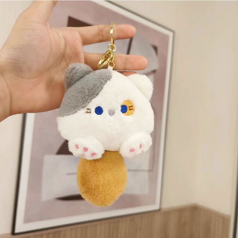Internet Celebrity Squeaky Kitten Plush Doll Creative Cat Schoolbag Keychain Pendant Gift Prize Claw Doll Doll