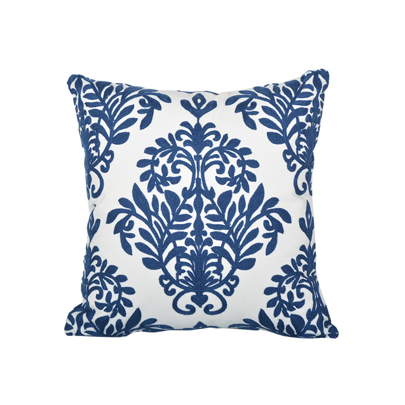 Amazon Blue Color Embroidered Pillow Cover Cushion Home Sofa Cushion Home Fabric Cushion Pillow