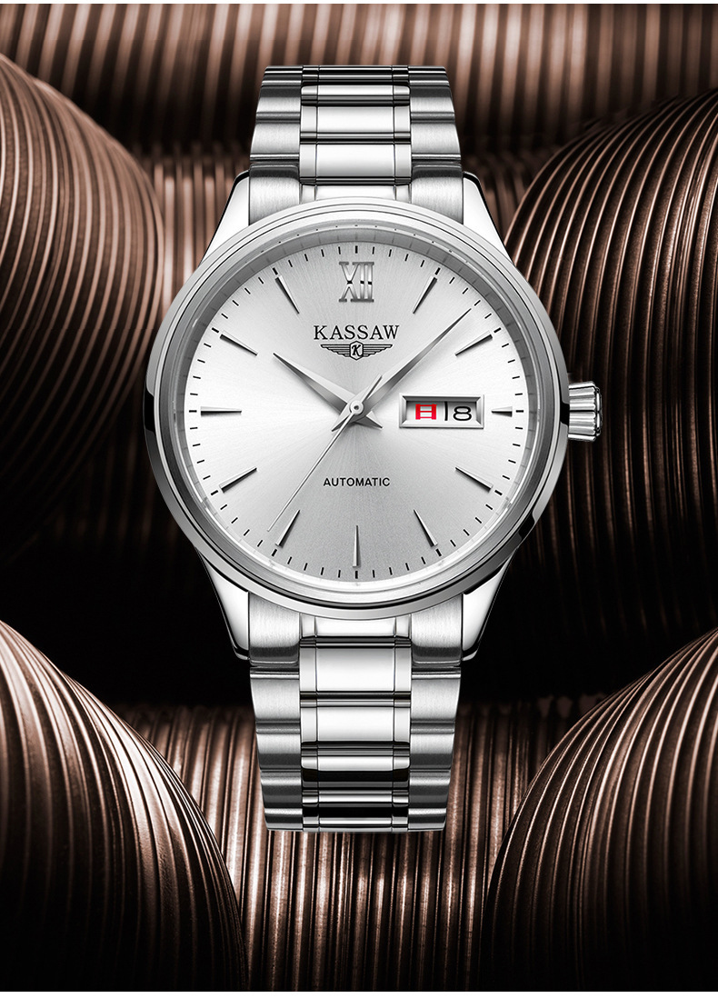 卡梭正品牌手表男士全自动机械表男表商务手表精钢带时尚潮流防水