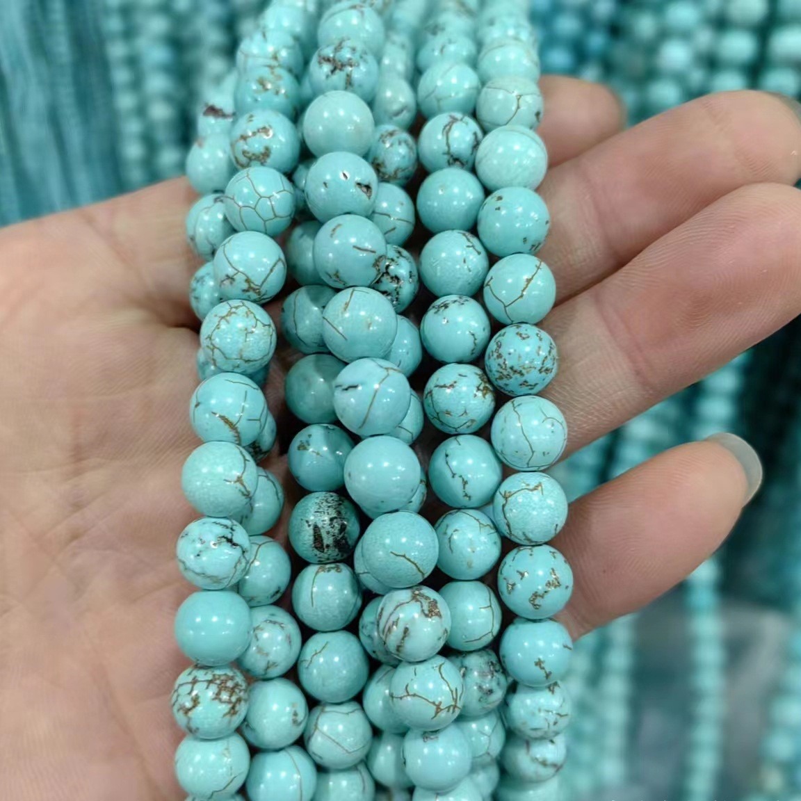 天然菱镁矿绿松石圆珠散珠 diy饰品配件星月菩提手链项链配饰批发