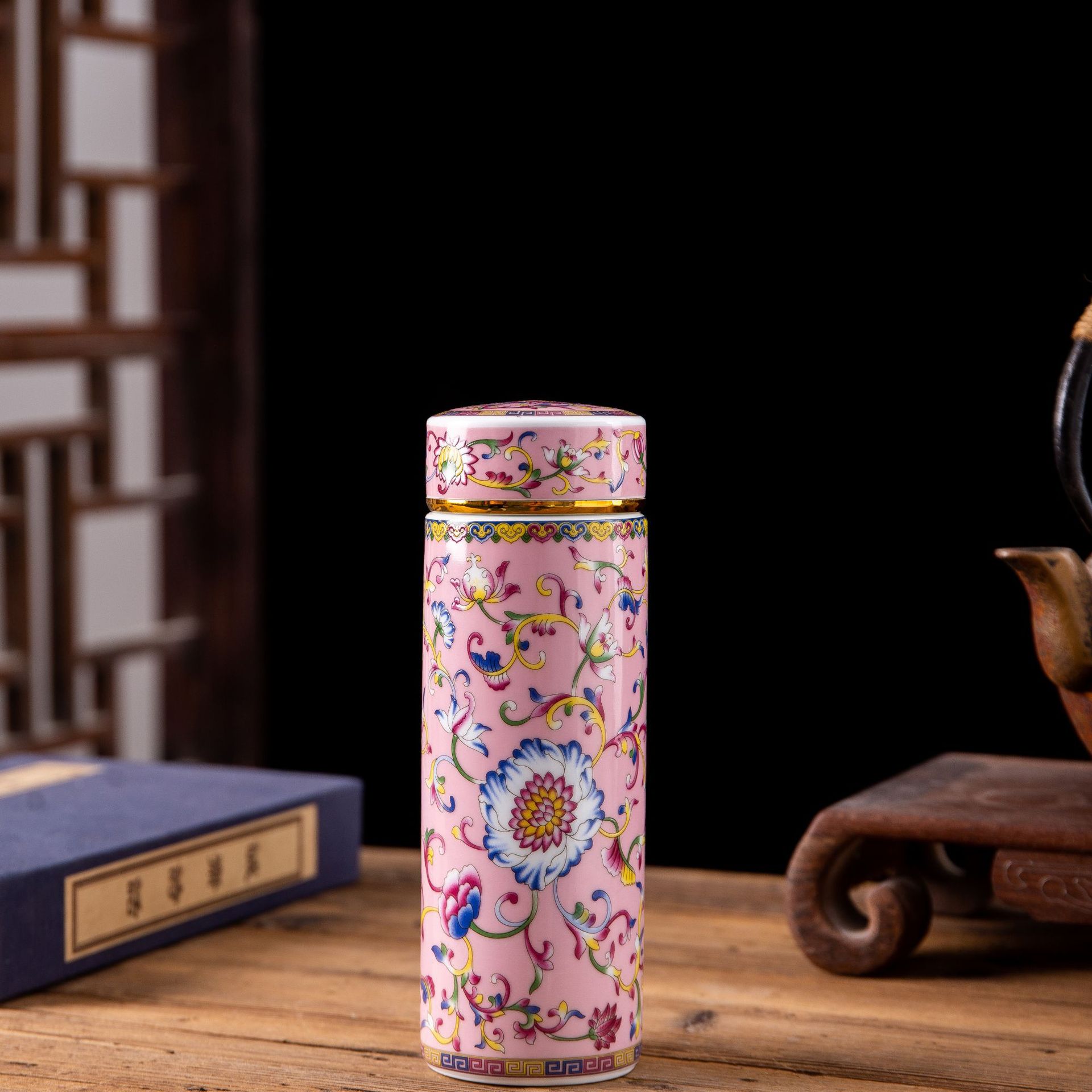 Ceramic Thermos Cup Double Layer with Lid Office Cup Enamel Tumbler Ceramic Business Cup Gift Cup Logo Wholesale