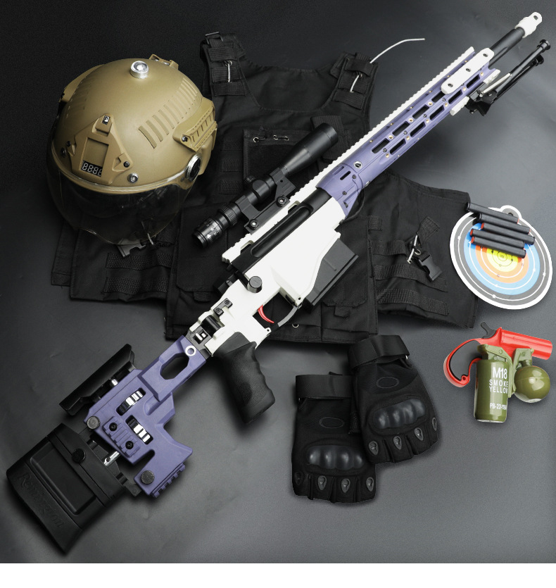 捷鹰msr-awm手动拉栓式抛壳软弹枪仿真尼龙雷明登成人模型玩具枪