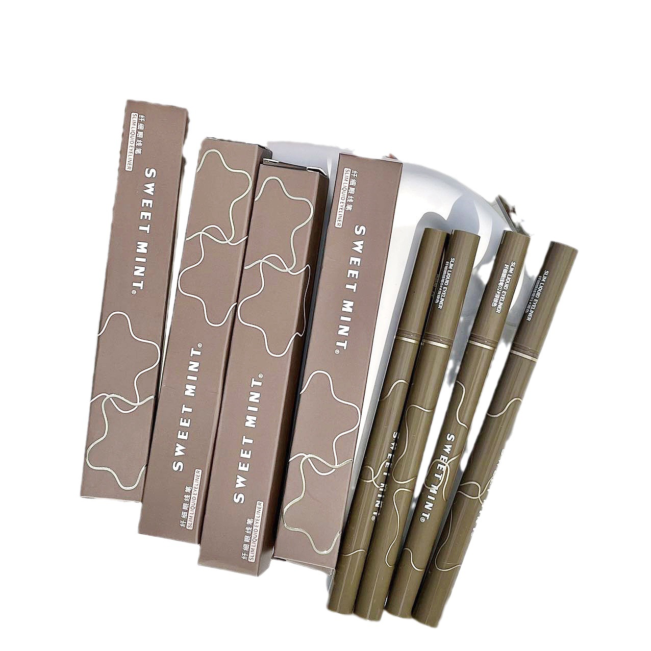 Sweet Mint Slim Eyeliner Ultra-Fine Waterproof Sweat-Proof Not Smudge Brown Liquid Crouching Silkworm Pen Wholesale Makeup