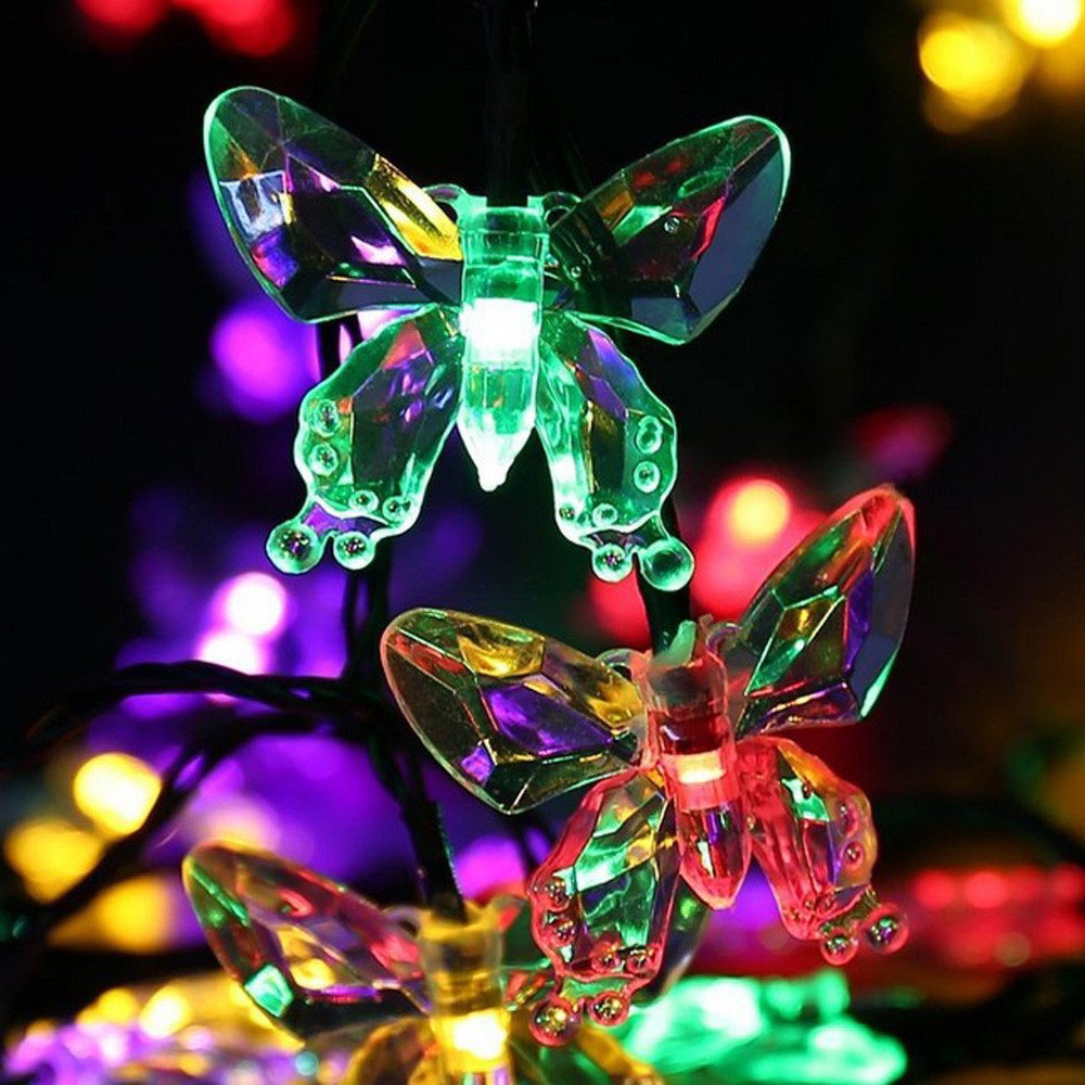 led solar string lights butterfly string waterproof outdoor christmas festival bar karaoke bar hotel decoration small colored lights