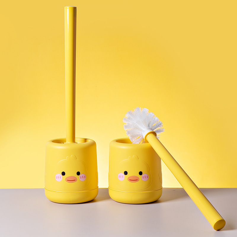 X116 Small Yellow Duck Toilet Brush Cartoon Cleaning Toilet Toilet Brush Plastic Wool Silicone Creative Wall-Mounted