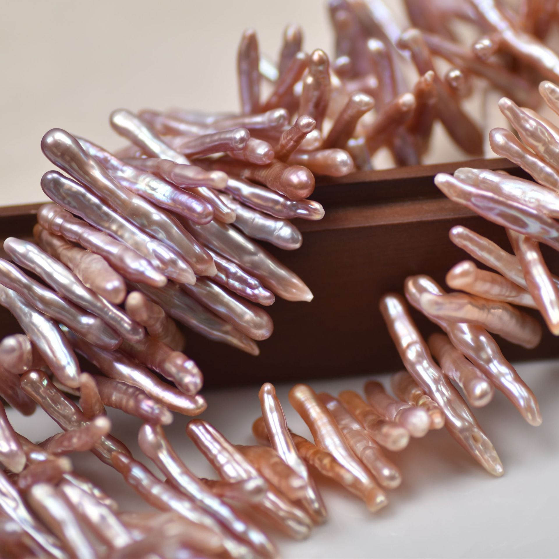 强光彩色中孔牙签珍珠 天然淡水巴洛克异形散珠diy珠宝首饰材料