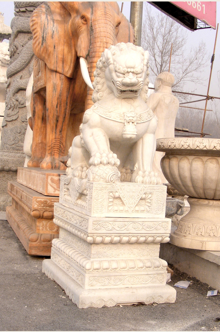 石雕石狮门口雕塑摆件天安门石狮汉白玉石狮看门镇宅雕塑墓地石狮