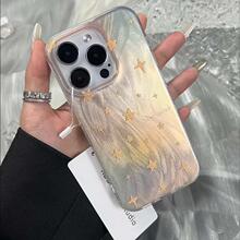 黄色英文星星适用苹果14plus手机壳iPhone15清新13promax防摔12硬