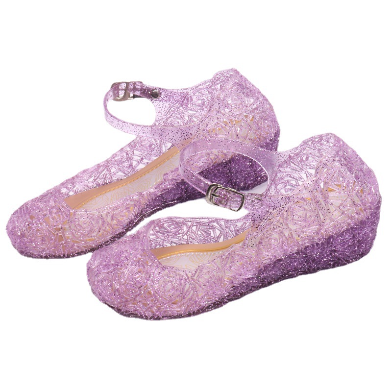 Girls' Sandals Summer Frozen Non-Slip Aisha Princess Shoes Fashion High Heel Sandals Cinderella Hole Sandals