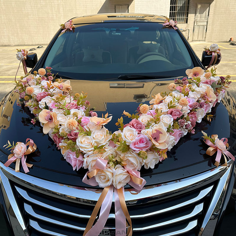 大v卡布奇诺主车花车装饰布置结婚主婚车装饰车头花车队仿真花车