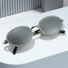 2024新款椭圆形框架墨镜时尚金属小香风太阳镜男女士防紫外线眼镜