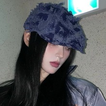 韩国ins博主同款毛边星星前进帽女小众设计感显脸小画家帽贝雷帽