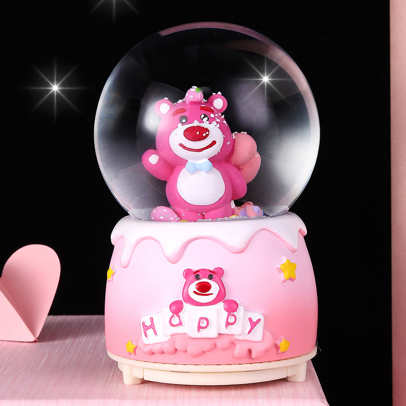 Best-Seller on Douyin Strawberry Bear Star Lamp Crystal Ball Luminous Luminous Glass Ball Factory Wholesale Children's Holiday Gifts