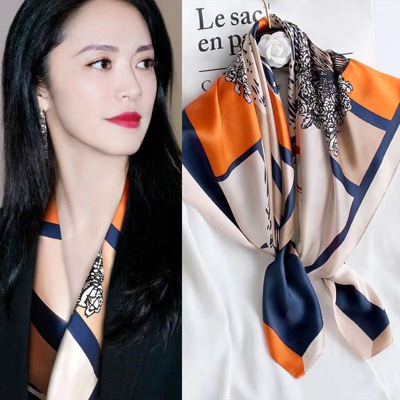 summer scarf 90 Large Square Scarf Women's Scarf New 2023 Popular Spring, Autumn and Winter Fashionable Shirt Small Square Scarf Mother Scarf