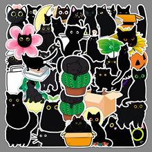 50张黑猫动物小猫咪创意滑板行李箱贴纸笔记本电脑汽车摩托车装饰