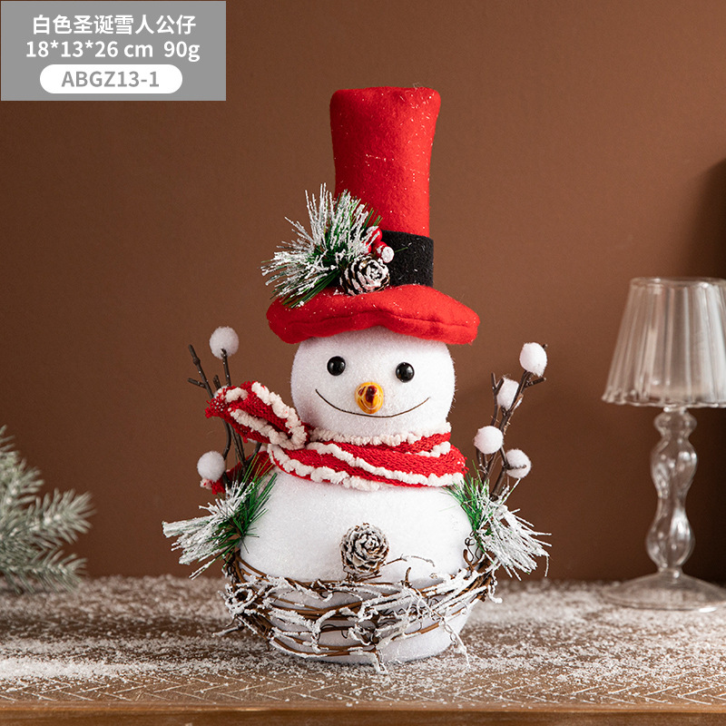 Christmas Decorations White Foam Christmas Hat Scarf Bear Doll Christmas Tree Decorative Creative Ornaments Layout