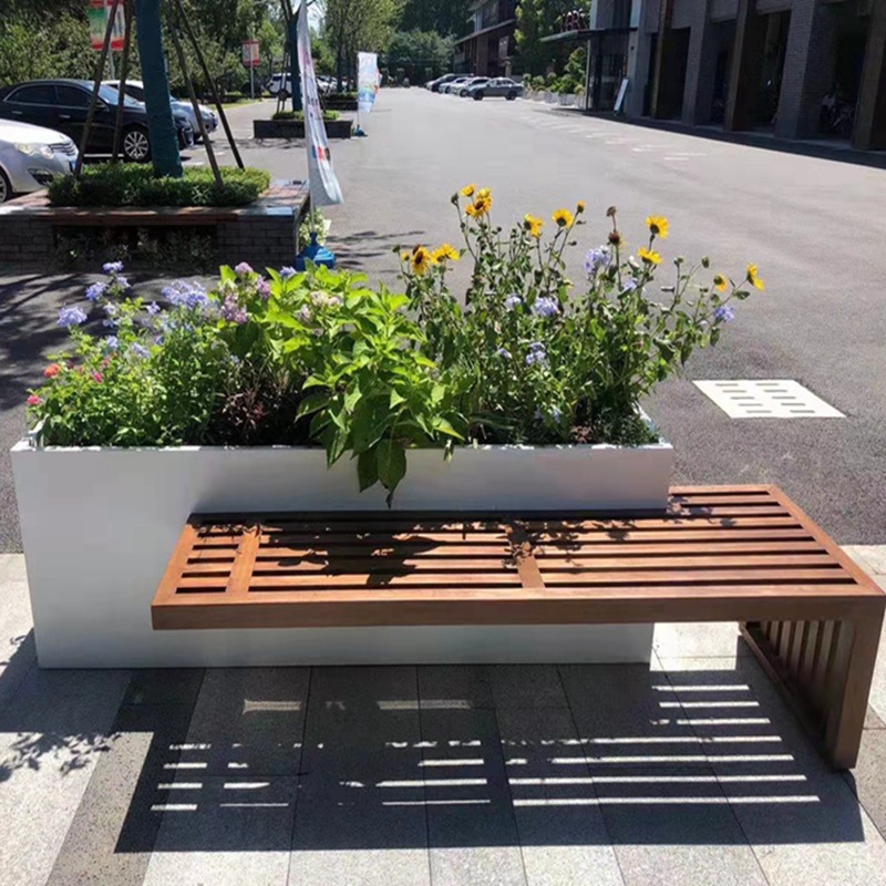 t户外大型园林景观市政街道座椅花箱组合长凳花池花坛公园长椅